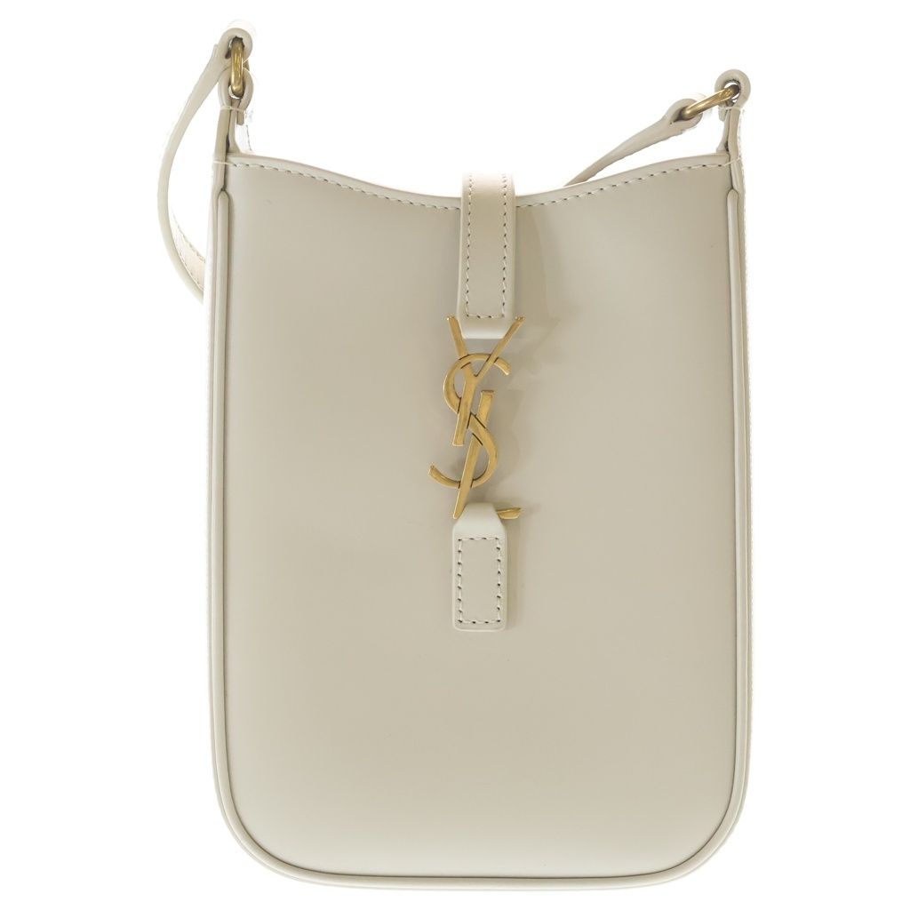 Saint Laurent Paris le 5 a 7 Cassandra Leather Shoulder Bag Ivory