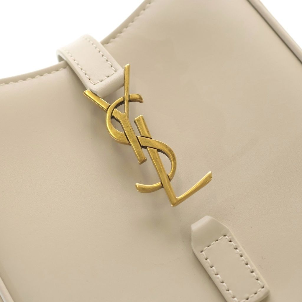 Saint Laurent Paris le 5 a 7 Cassandra Leather Shoulder Bag Ivory — view 6