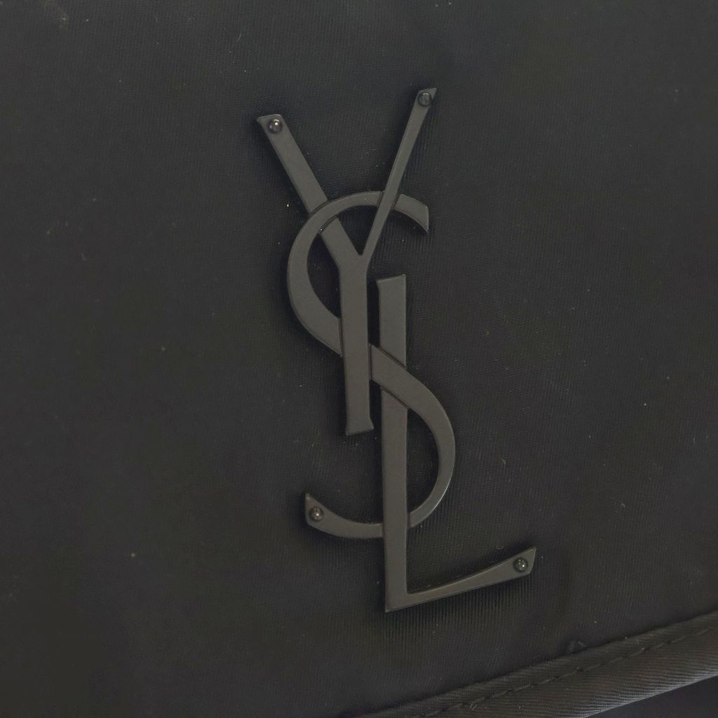 Saint Laurent Niki Cassandra Logo Plate Nylon Messenger Shoulder Bag Black — view 6