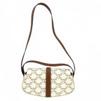 Celine For Shoulder Bag Taboo Triomphe Bag Canvas Leather White Brown Gold — view 2