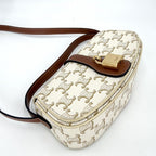 Celine For Shoulder Bag Taboo Triomphe Bag Canvas Leather White Brown Gold — view 3