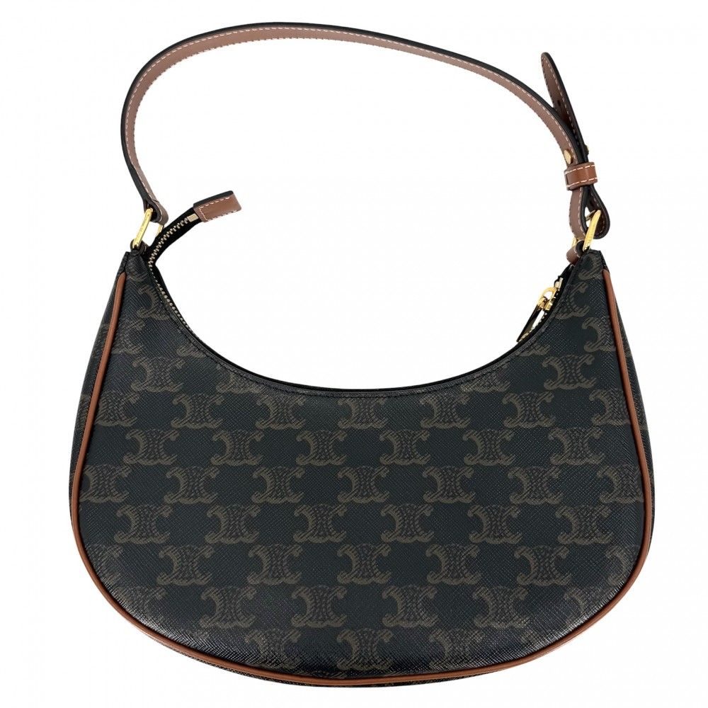 Celine For Shoulder Bag Ava Triomphe One Handbag Leather Brown Gold Vintage — view 2
