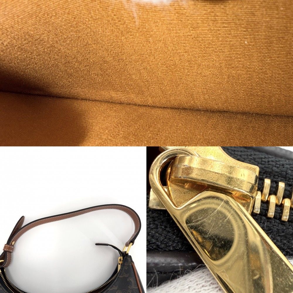Celine For Shoulder Bag Ava Triomphe One Handbag Leather Brown Gold Vintage — view 7