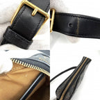 Celine For Shoulder Bag Logo Print Crossbody Triomphe Canvas Calfskin Black — view 6