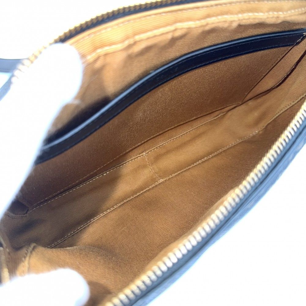 Celine For Shoulder Bag Logo Print Crossbody Triomphe Canvas Calfskin Black — view 4