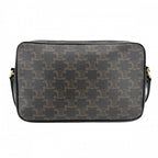 Celine For Shoulder Bag Logo Print Crossbody Triomphe Canvas Calfskin Black — view 2