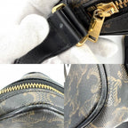 Celine For Shoulder Bag Logo Print Crossbody Triomphe Canvas Calfskin Black — view 7