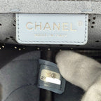 Chanel Shoulder Bag Perforated Logo Crossbody Chain CC Leather Black Silver — view 5