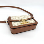 Celine For Shoulder Bag Teen Triomphe Crossbody Canvas Leather White Brown Gold — view 3