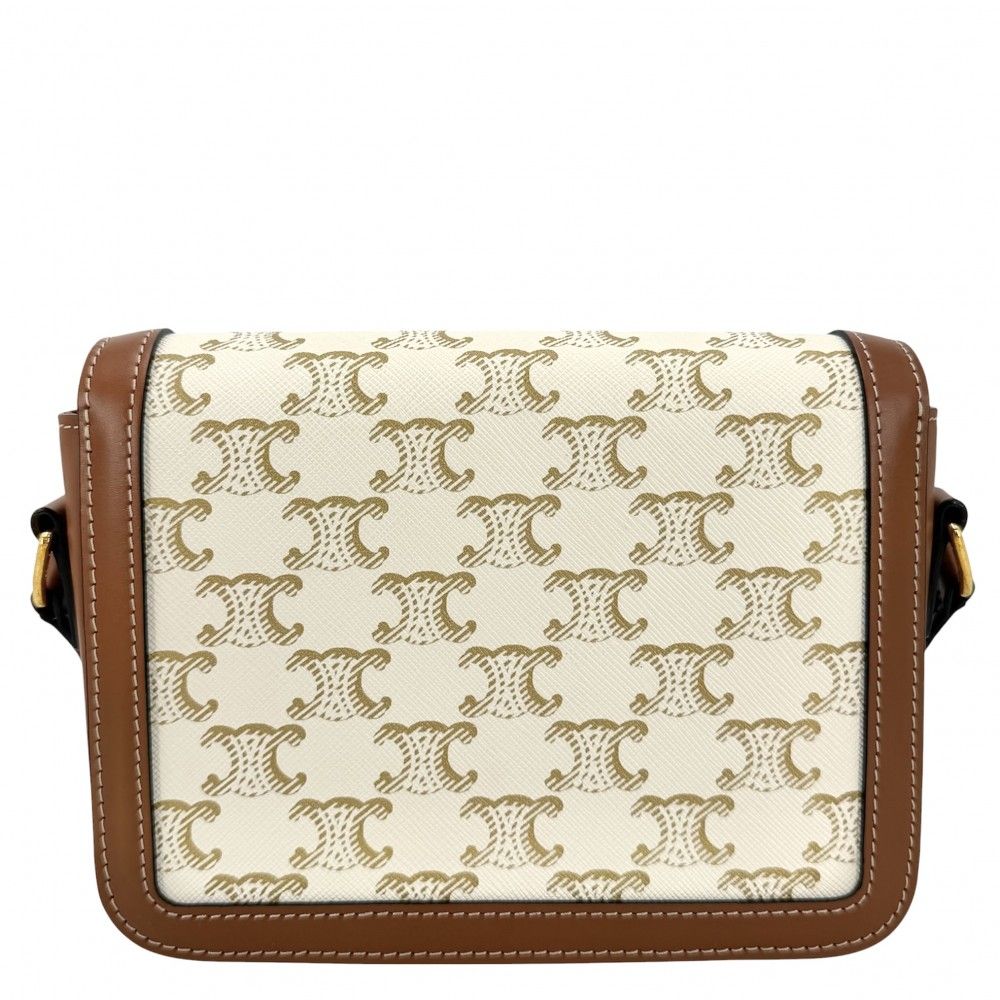 Celine For Shoulder Bag Teen Triomphe Crossbody Canvas Leather White Brown Gold — view 2