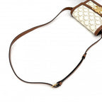 Celine For Shoulder Bag Teen Triomphe Crossbody Canvas Leather White Brown Gold — view 6