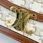 Celine For Shoulder Bag Teen Triomphe Crossbody Canvas Leather White Brown Gold — view 7
