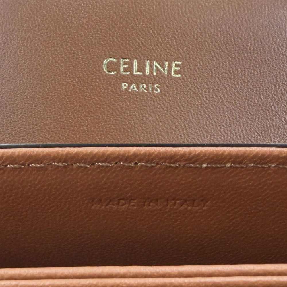 Celine For Shoulder Bag Teen Triomphe Crossbody Canvas Leather White Brown Gold — view 5