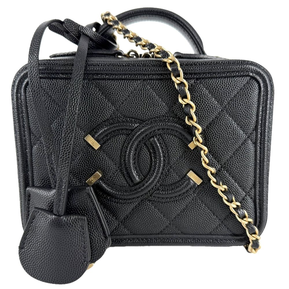Chanel 2-Way CC Filigree Vanity Mini Pochette Shoulder Bag Crossbody CC Logo