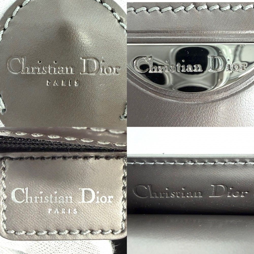 Dior Maris Pearl Leather Brown Gunmetal Vintage Wallet Handbag — view 5
