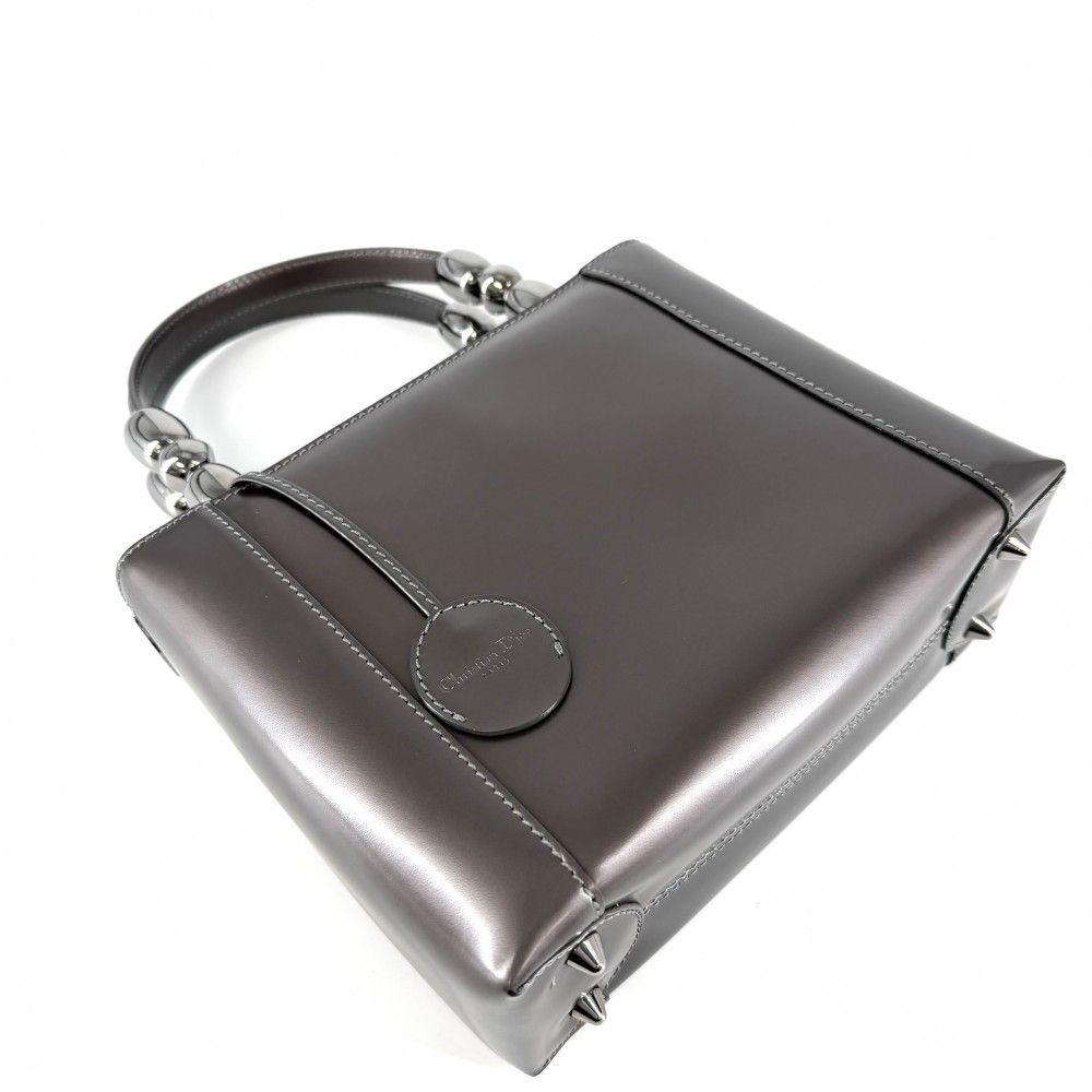Dior Maris Pearl Leather Brown Gunmetal Vintage Wallet Handbag — view 3