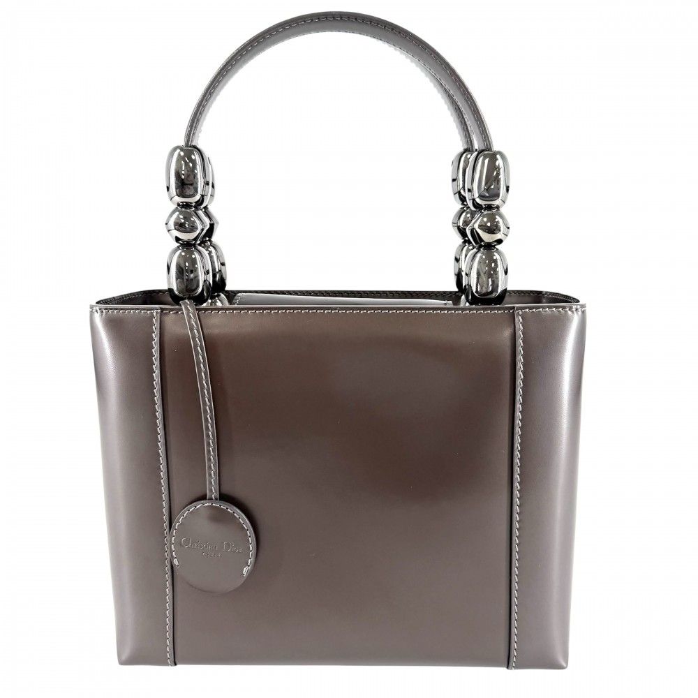 Dior Maris Pearl Leather Brown Gunmetal Vintage Wallet Handbag