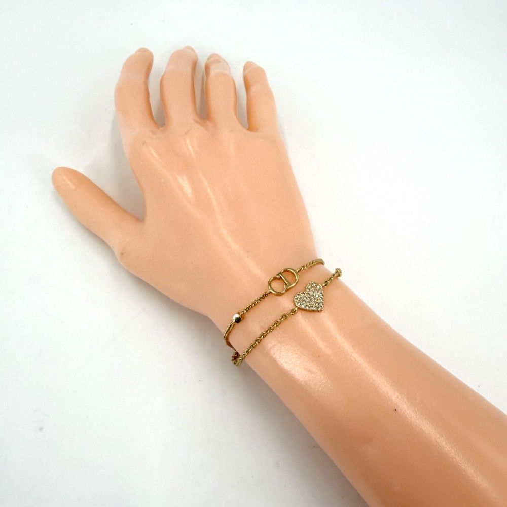 Dior Double Strand Clair D Lune Accessory Heart Aja Star Rhinestone Gold — view 3
