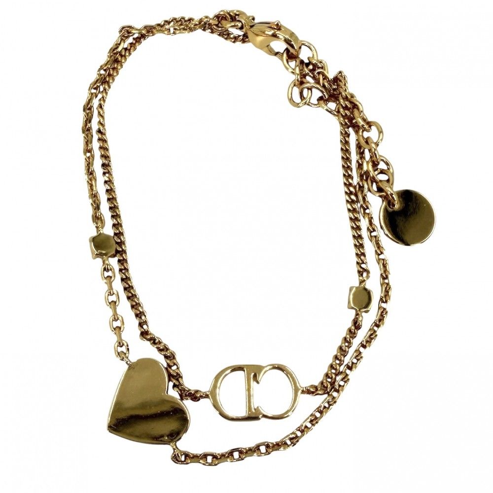 Dior Double Strand Clair D Lune Accessory Heart Aja Star Rhinestone Gold — view 2