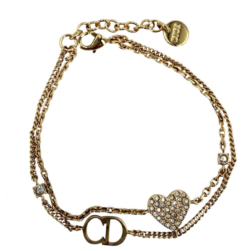 Dior Double Strand Clair D Lune Accessory Heart Aja Star Rhinestone Gold