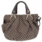 Celine 2-Way Macadam Handbag Shoulder Bag Canvas Leather Brown Gold Vintage — view 2