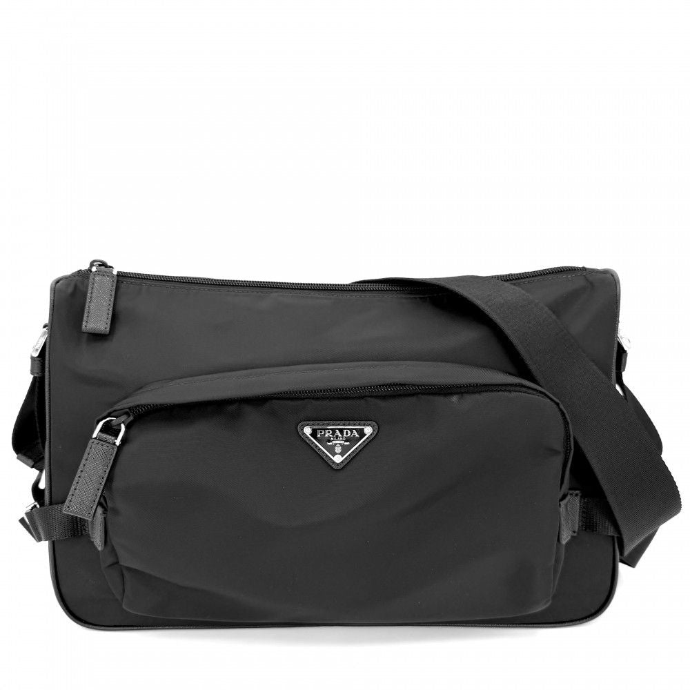 Prada Shoulder Bag Triangle Logo Large Re-Nylon Saffiano Leather