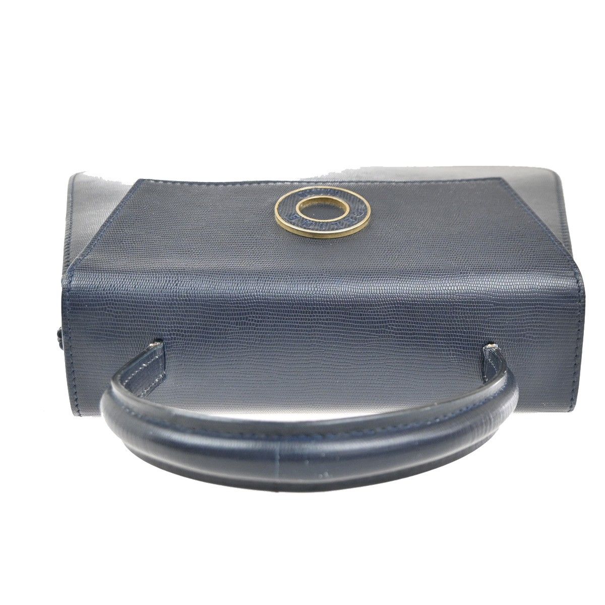 Celine Circle Logo Navy Single Push Leather Handbag — view 5