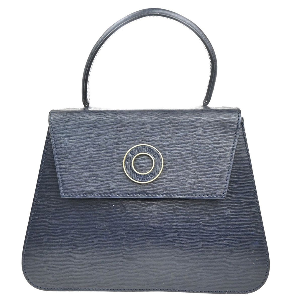 Celine Circle Logo Navy Single Push Leather Handbag