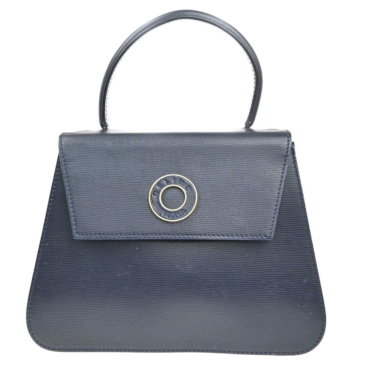 Celine Circle Logo Navy Single Push Leather Handbag