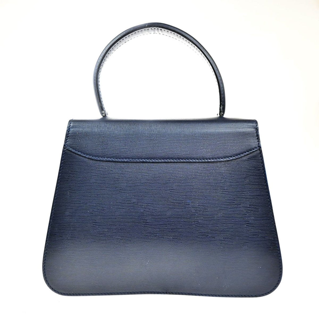 Celine Circle Logo Navy Single Push Leather Handbag — view 4
