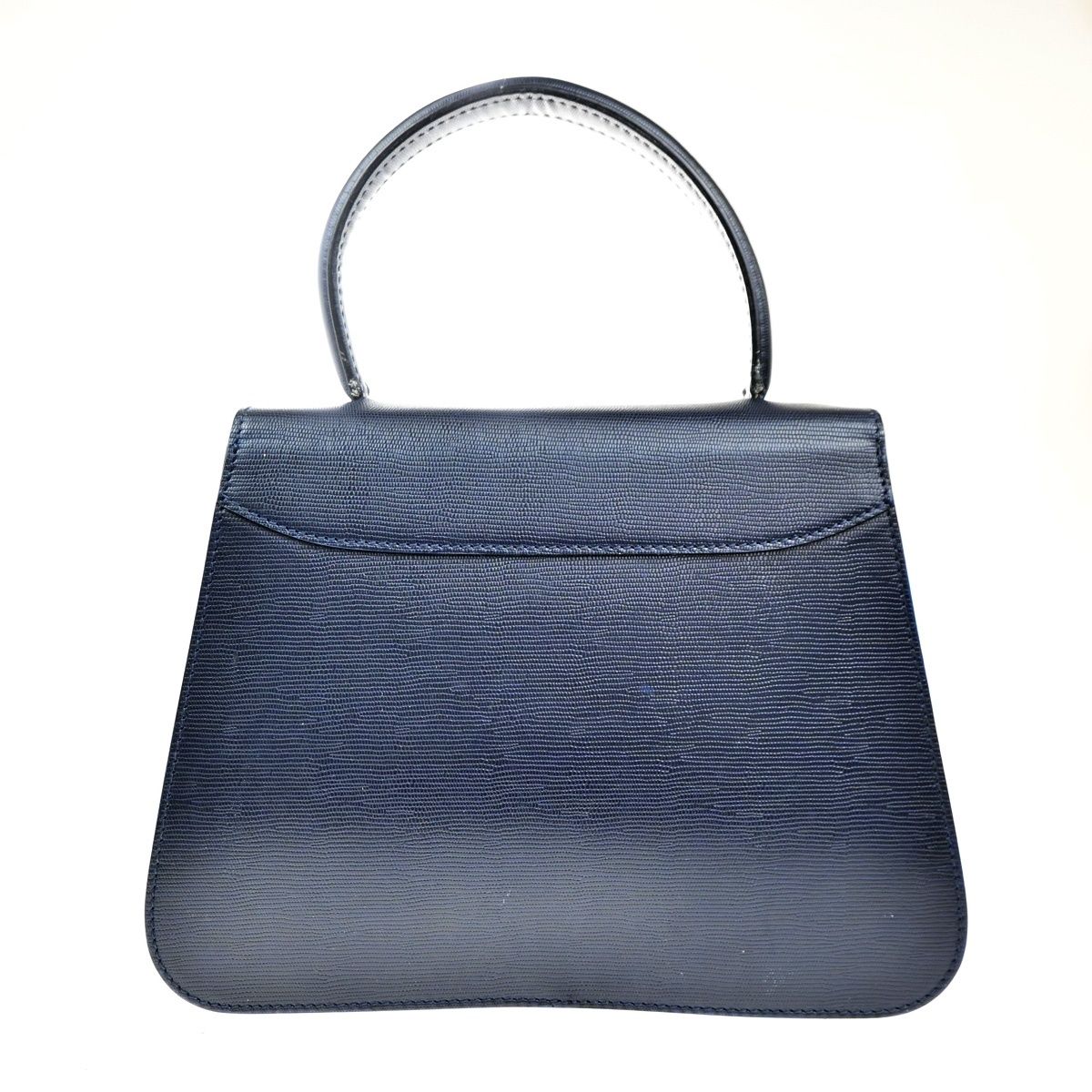 Celine Circle Logo Navy Single Push Leather Handbag — view 4