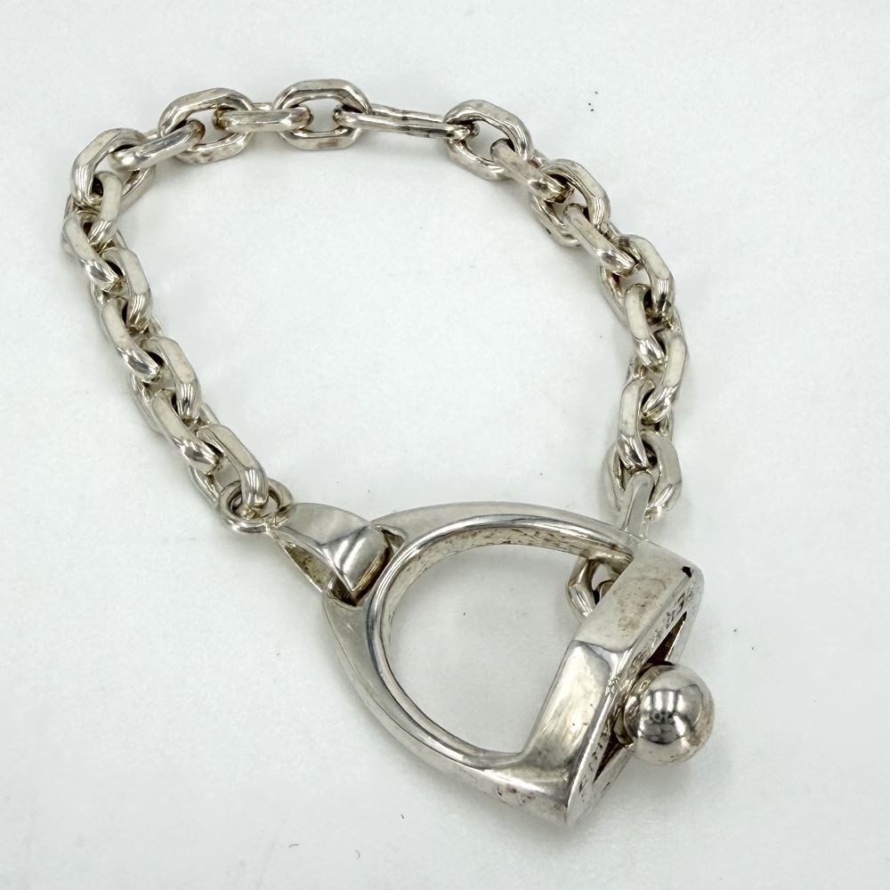Hermes Key Holder Etrier Charm 925 Sterling Silver Vintage — view 3