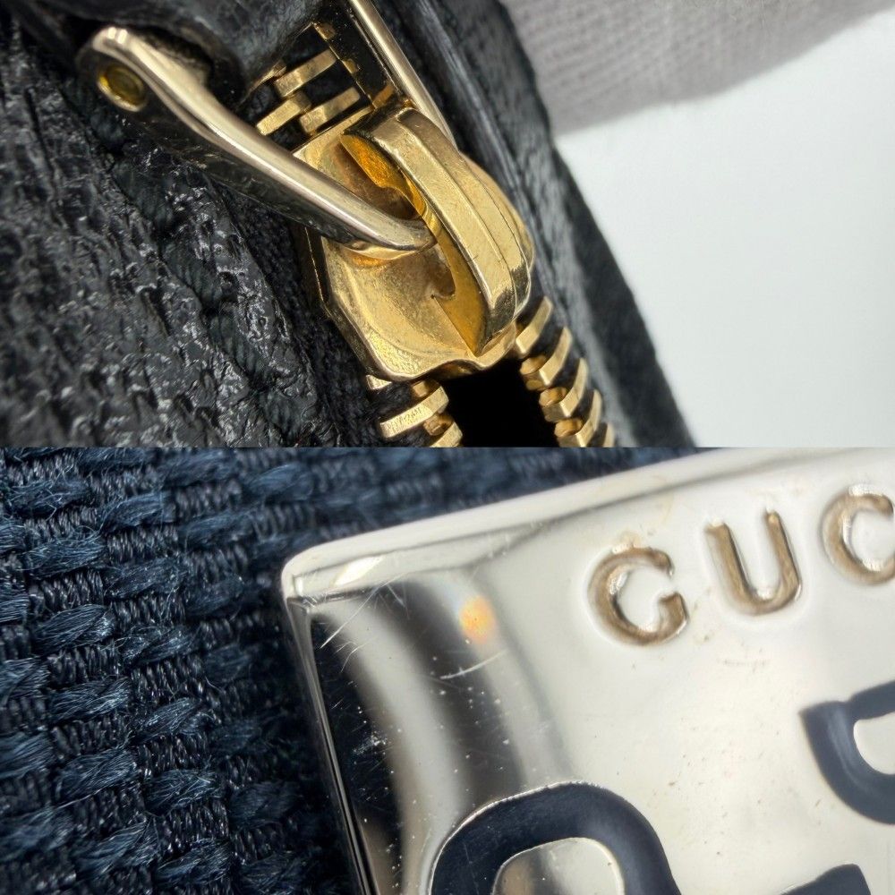 Gucci One GG Canvas Leather Black Gold Vintage Handbag — view 6