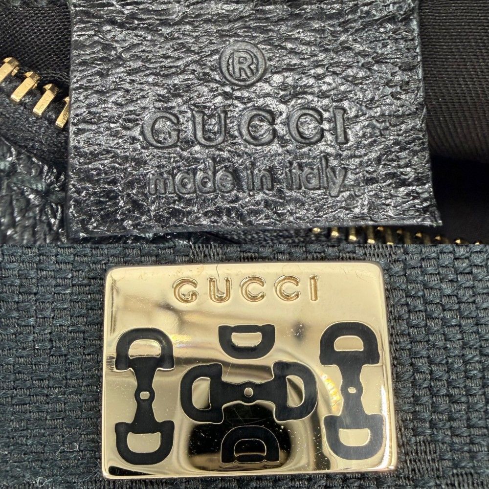 Gucci One GG Canvas Leather Black Gold Vintage Handbag — view 5