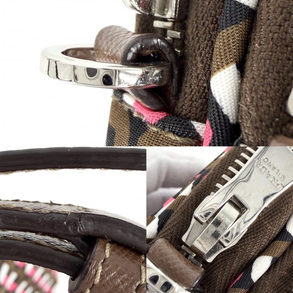Prada Shoulder Bag Triangle Logo All Pattern Smartphone Pouch 2-Way Nylon Khaki — view 7