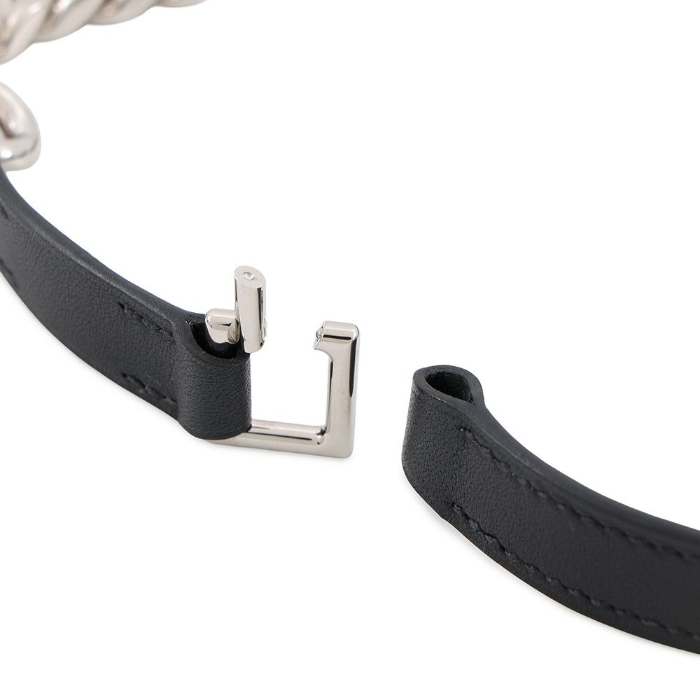 Hermes Bra Camden Black Silver Leather T4 Accessory Bracelet — view 5
