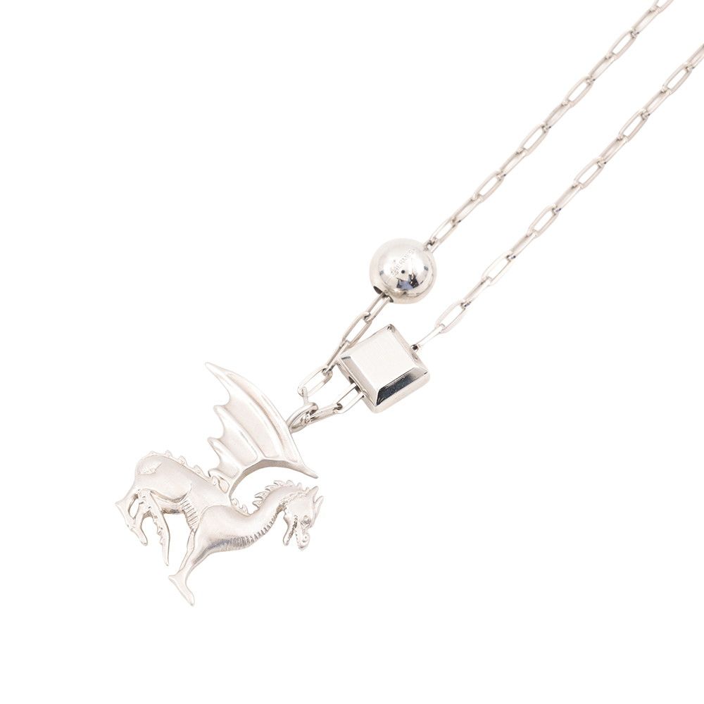 Hermes Necklace Talisman Dragon Motif Metal Ascending Sari