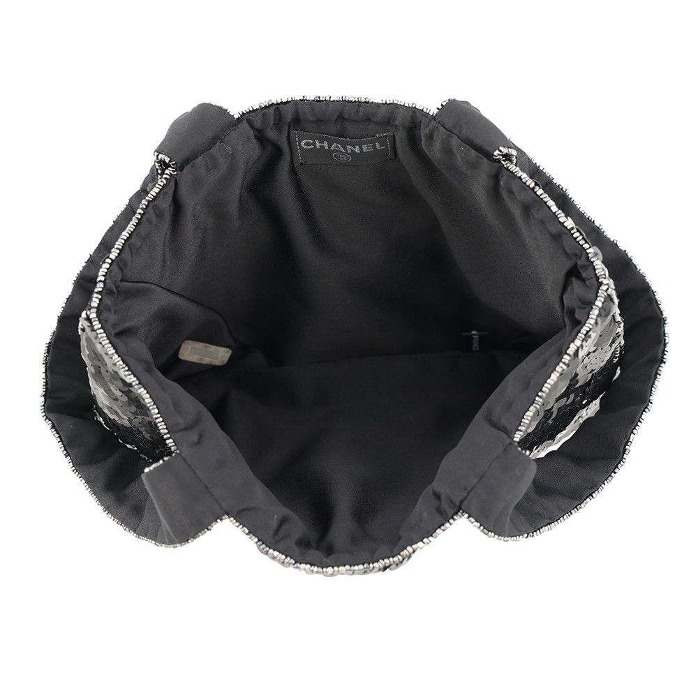 Chanel Handbag Mini CC Logo Sequin Beads Rhinestone Bag Black — view 5
