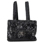 Chanel Handbag Mini CC Logo Sequin Beads Rhinestone Bag Black