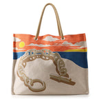 Hermes Tote Bag Escale a la Plage Print Asier Silver Toile Ash Beach