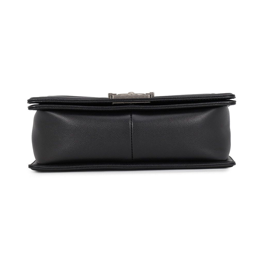 Chanel Chain Shoulder Bag Quilted CC Logo Boy 25 Caviar Leather Black — view 3