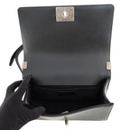 Chanel Chain Shoulder Bag Quilted CC Logo Boy 25 Caviar Leather Black — view 6