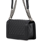 Chanel Chain Shoulder Bag Quilted CC Logo Boy 25 Caviar Leather Black — view 2