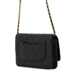Chanel Chain Wallet Classic Quilted CC Logo Caviar Leather Black Shoulder Bag — view 2