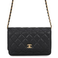 Chanel Chain Wallet Classic Quilted CC Logo Caviar Leather Black Shoulder Bag