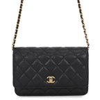 Chanel Chain Wallet Classic Quilted CC Logo Caviar Leather Black Shoulder Bag