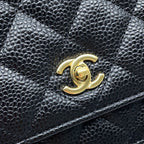 Chanel Chain Wallet Classic Quilted CC Logo Caviar Leather Black Shoulder Bag — view 7