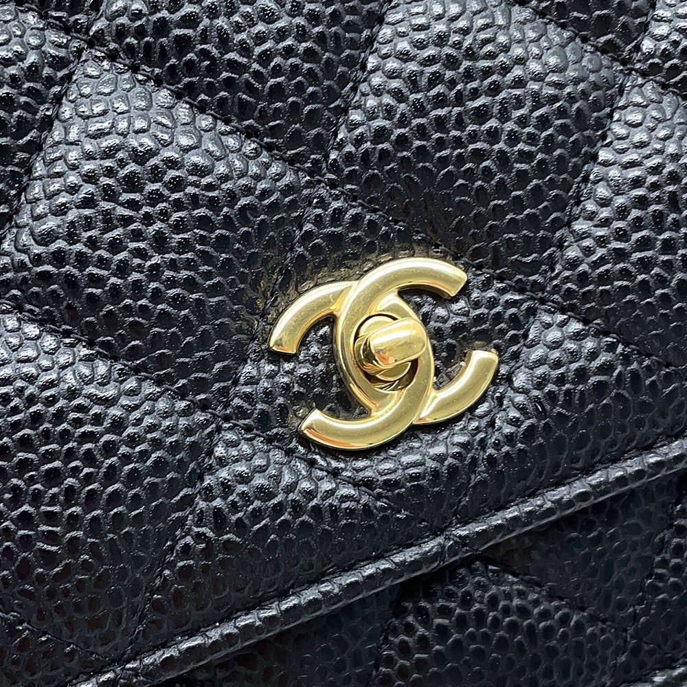 Chanel Chain Wallet Classic Quilted CC Logo Caviar Leather Black Shoulder Bag — view 7