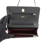 Chanel Chain Wallet Classic Quilted CC Logo Caviar Leather Black Shoulder Bag — view 6