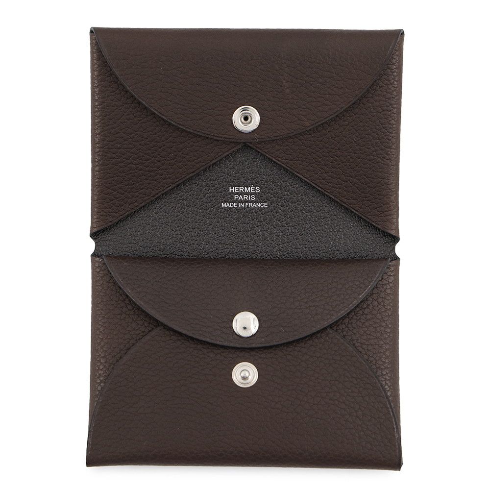 Hermes Coin Purse Calvi Duo Barenia Silver Faubourg — view 4